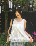 [MADE] Toyu pin tuck frill button lace sleeveless