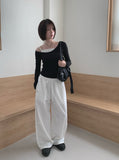 Tuki Dot Lace Line Track Wide Pants