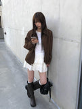 Camu Suede Slit Blouson Jacket