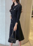 Elnis Three Quarter Tweed Flare One Piece