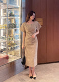Even Square Neck Shirring Long One Piece