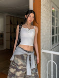 Nev one pocket button crop sleeveless (with cup)