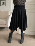 Gabet folding pile unbalance flare banding midi skirt