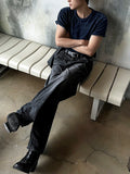 Cool Wash Pintuck Linen Denim Pants