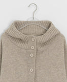 Mihro High Neck Hood Wool Knit Cardigan