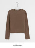 Shukan Ribbed Round Long Sleeve Tee