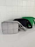 [With Pouch] Pulson Square Grid Padding Nylon Square Shoulder Cross Bag