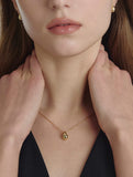 Champagne Full Moon Silver Mary Bowl Necklace
