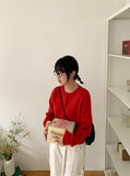 Linen round knit cardigan