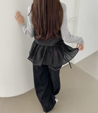 Layered Frill See-through Ribbon A-line Strap Sleeveless