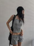 studded ribbed low-rise shorts