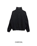 Basic Over Fit High-Neck Half Zip-Up Knit