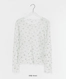 Zaina Tencel U-Neck See-through Flower Layered Long Sleeve Tee