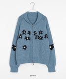 Kodaki Flower Two-Way Knit Zip-up