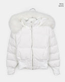 Eru Shibori fur hooded zip-up short padding