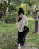 Chika strap nylon long skirt