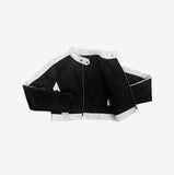 Peolan Glossy Color Matching Leather Jacket
