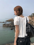 Beson Lace Button Ribbon Frill Blouse