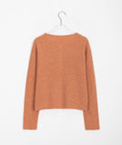 Bran Color Round Knit Cardigan