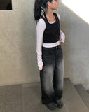 Keypin Black Washing Wide Pants
