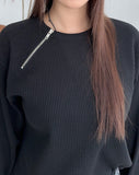 Renid Waffle Zipper Long Sleeve Tee