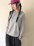 Onbee Shoulder Silt String Boxy Long Sleeve Hoodie
