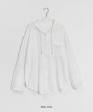 Anpiki Seersucker Hood Long Sleeve Shirt