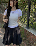 Rocker Midi Nylon Pleated Skirt