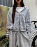 Maki Multi Stripe Color Matching Hood Zip-Up
