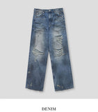 Dusty damage wide denim pants