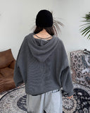 Delrin Print Knit Hood Zip-Up