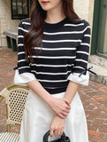 Ilon Layered Ribbon Stripe Three Quarter Knit