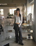 Ate frill punching see-through cardigan