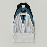 Glam Back Open Shirring Halterneck Sleeveless