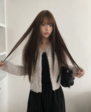 Ritu Button Crewneck Fur Cardigan