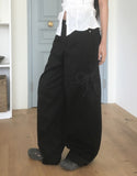 Noyal Ribbon Punching Stitch Wide Pants