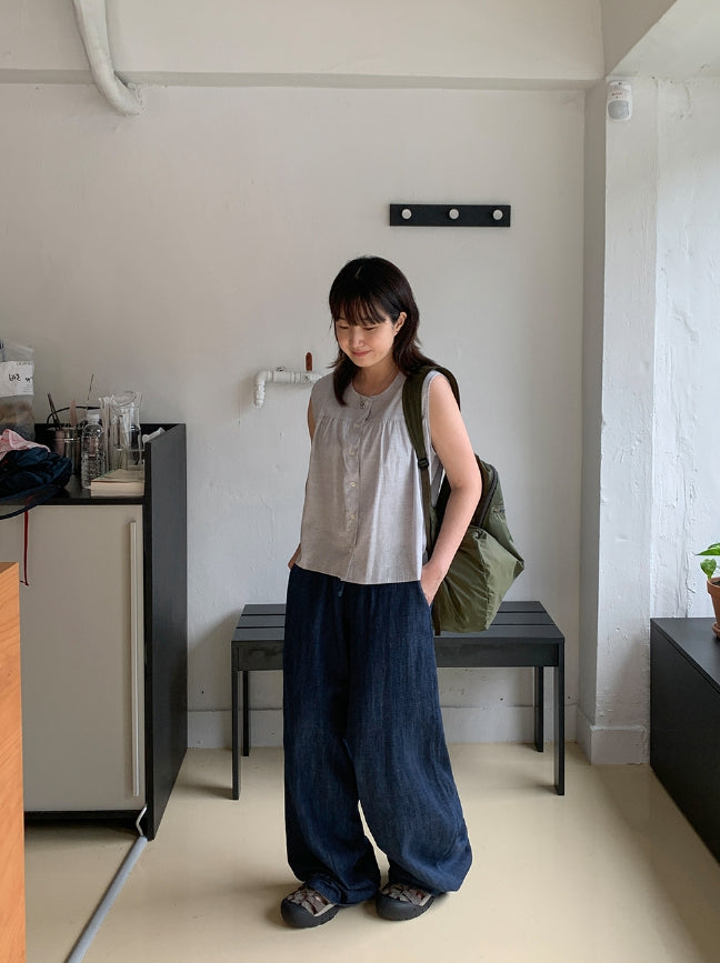 【BAON】Nenbi banding wide denim pants BAON (バオン) - ネンビバンディングワイドデニムパンツ / Nenbi