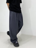 Pleated multi-tuck long wide slacks trouser