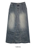 CUT-OFF LONG DENIM SK