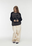 Cat Boucle Embroidered Raglan Sweatshirt