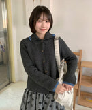 Koteni color matching high neck knit cardigan