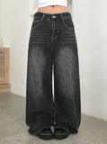 Pek Summer Adjust Snap Washing Denim Wide Pants
