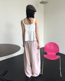 Nubin velvet ribbon sleeveless blouse