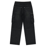 WASHED ZIP CARGO DENIM PANT