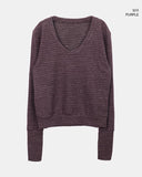 Sabine Stripe Color Matching V-Neck Long Sleeve Knit