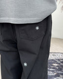 Rhoden flower embroidered cotton pants