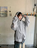 Mikel Track Linen Hood Zip-Up Cardigan