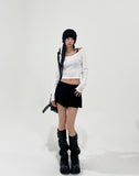 [U-BASIC] Lend off U-neck basic crop long sleeves