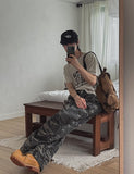 Pattern rivet pintuck balloon cargo pants