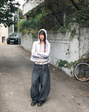 [MADE] B-Pie Frill Pocket Two-Way Zipper Neck String Windbreaker Hooded Zip-Up
